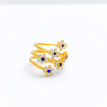 Sophisticated Blue 22k Gold CZ Ring