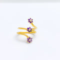 Winding Violet Flower 22k Gold Ring