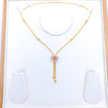 Glossy Three-Tone Flower 22k Gold Necklace