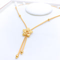 Sleek Elegant Flower 22k Gold Necklace