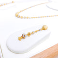 Sand Finish Two-Tone Orb 22k Gold Necklace Set