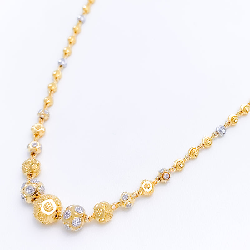 Sand Finish Two-Tone Orb 22k Gold Necklace Set