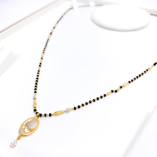 Asymmetrical CZ 22k Gold Mangalsutra