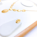 Ornate Oval Drop 22k Gold Necklace Set