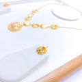 Decorative Leaf Adorned 22k Gold Necklace Set