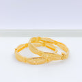 Fancy Flower 22k Gold Pair BanglesFancy Flower Pair 22k Gold Bangles