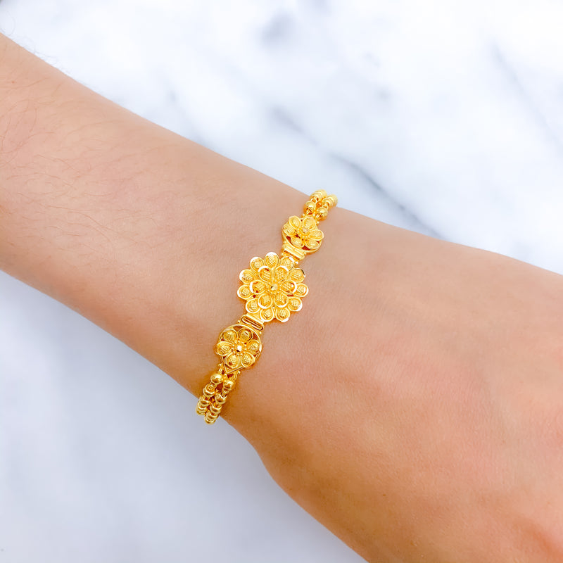 Charming Two Layered Flower Bracelet