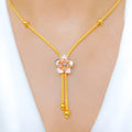Delicate Three-Tone Flower 22k Gold Necklace