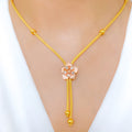 Glossy Three-Tone Flower 22k Gold Necklace