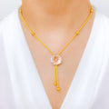 Shining Modern Flower 22k Gold Necklace