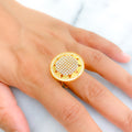 Radiant Round 22k Gold CZ Statement Ring 