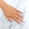 Vibrant Domed 22k Gold CZ Statement Ring 