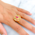 Vibrant Domed 22k Gold CZ Statement Ring 