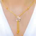 Upscale Dainty Floral 22k Gold Necklace