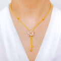 Opulent Three-Tone Flower 22k Gold Necklace