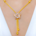 Opulent Three-Tone Flower Necklace