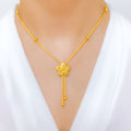 Sleek Elegant Flower 22k Gold Necklace