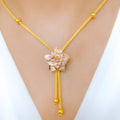 Lush Three-Tone Floral 22k Gold Necklace
