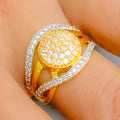 Dual Tone Dome 22k Gold CZ Statement Ring 