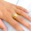 Dual Tone Dome 22k Gold CZ Statement Ring 