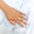 Festive Floral 22k Gold CZ Statement Ring