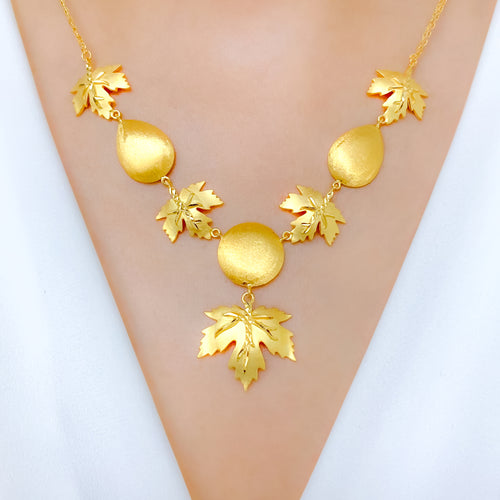 Dainty Leaf Drop Necklace Set