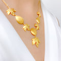 Dainty Leaf Drop 22k Gold Necklace Set