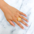 Twisted Spiral 22k Gold CZ Statement Ring 