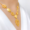 Unique Modest Drop 22k Gold Necklace Set