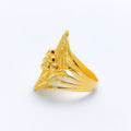 Reflective V-Shaped 22k Gold Leaf Ring