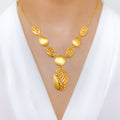 Ornate Oval Drop  22k Gold Necklace Set