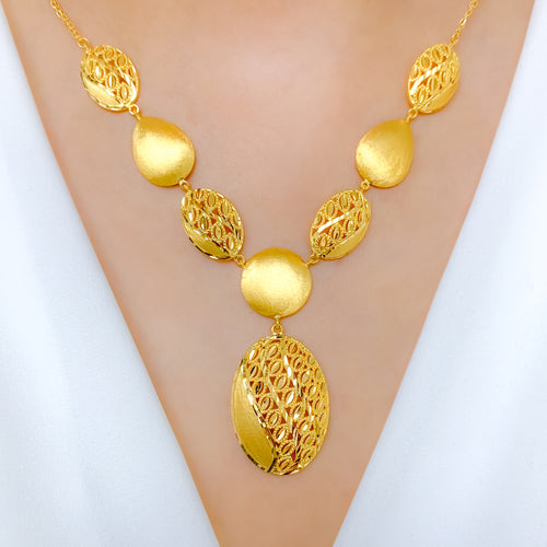 Ornate Oval Drop Necklace Set