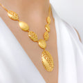 Ornate Oval Drop  22k Gold Necklace Set