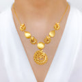 Decorative Leaf Adorned 22k Gold Necklace Set