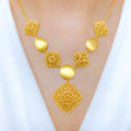 Graceful Diamond-Shape 22k Gold Necklace Set