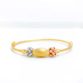 Fancy Three-Tone 22k Gold Bangle Bracelet