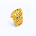 Elongated Tiered 22k Gold Beadwork Ring