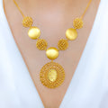 Modern Circle Drop 22k Gold Necklace Set