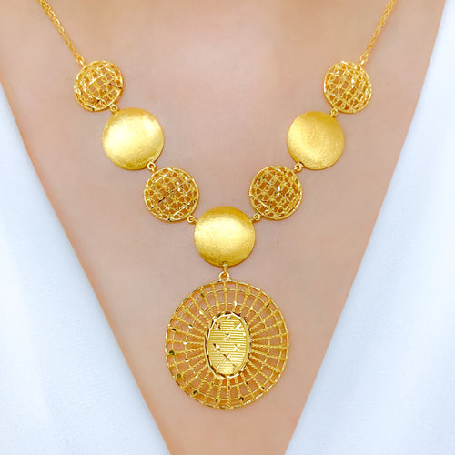 Modern Circle Drop Necklace Set