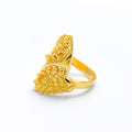 Elongated Tiered 22k Gold Beadwork Ring