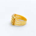 Triple Row Fancy 22k Gold Bead Ring