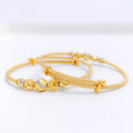 Swirling Two-Tone Baby 22k Gold Bangles