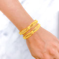 Fancy Flower Pair 22k Gold Bangles