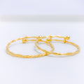 Slender Twisted Baby 22k Gold Bangles