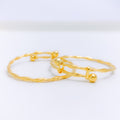 Slender Twisted Baby 22k Gold Bangles