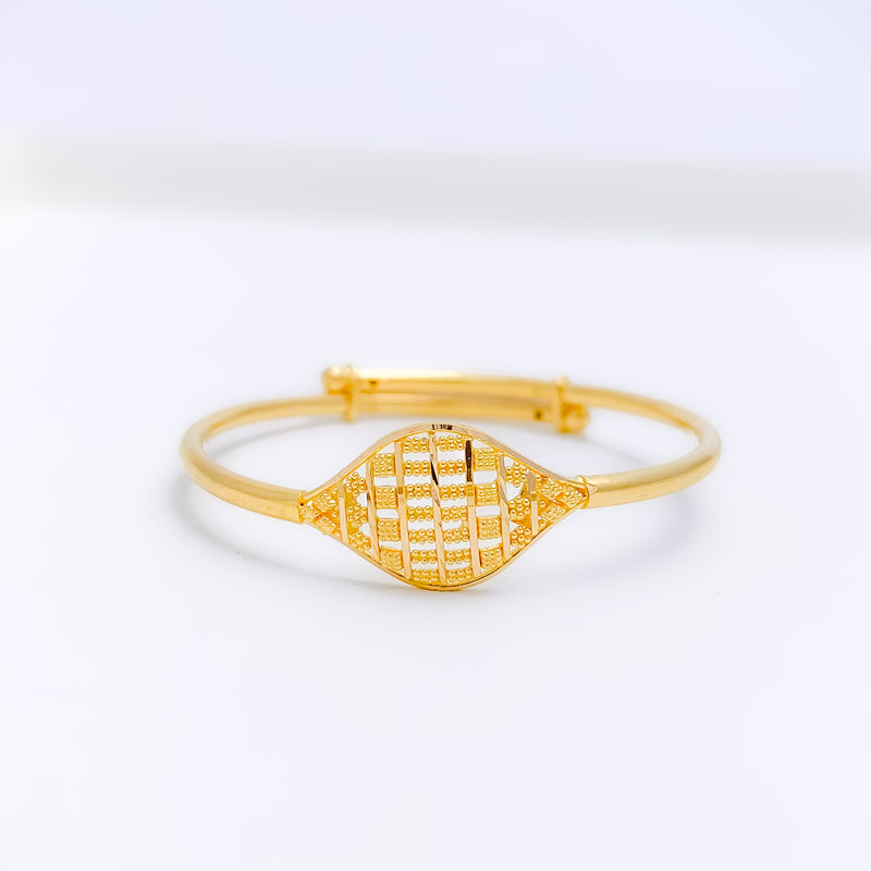 Smooth Floral Baby 22k Gold Bangle