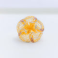 Netted Floral Wave 22k Gold Ring