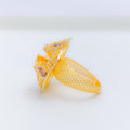 Netted Floral Wave 22k Gold Ring