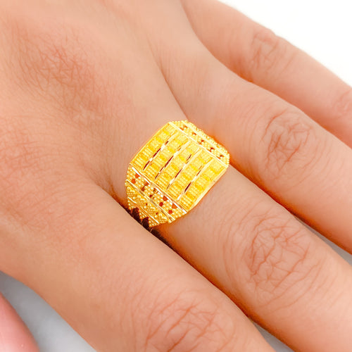 Contemporary Square 22k Gold Ring