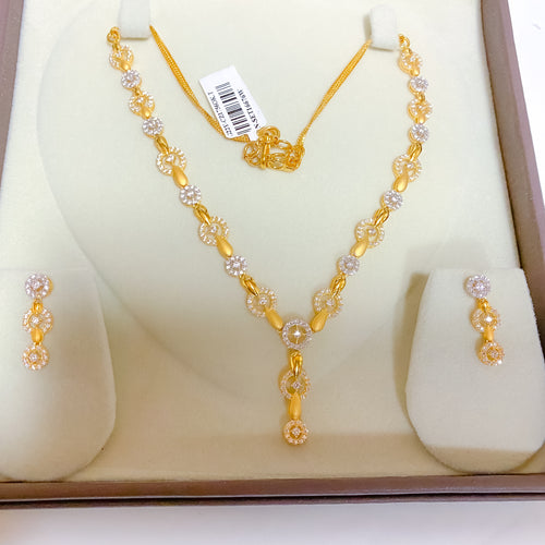 Halo Style CZ Necklace set